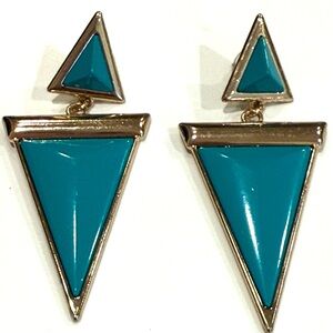 Chic Gold and Turquoise Triangle Earrings